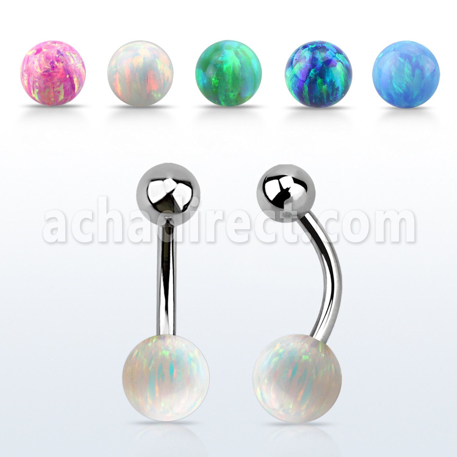bnop6 316l steel belly banana w lower 6mm synthetic opal ball