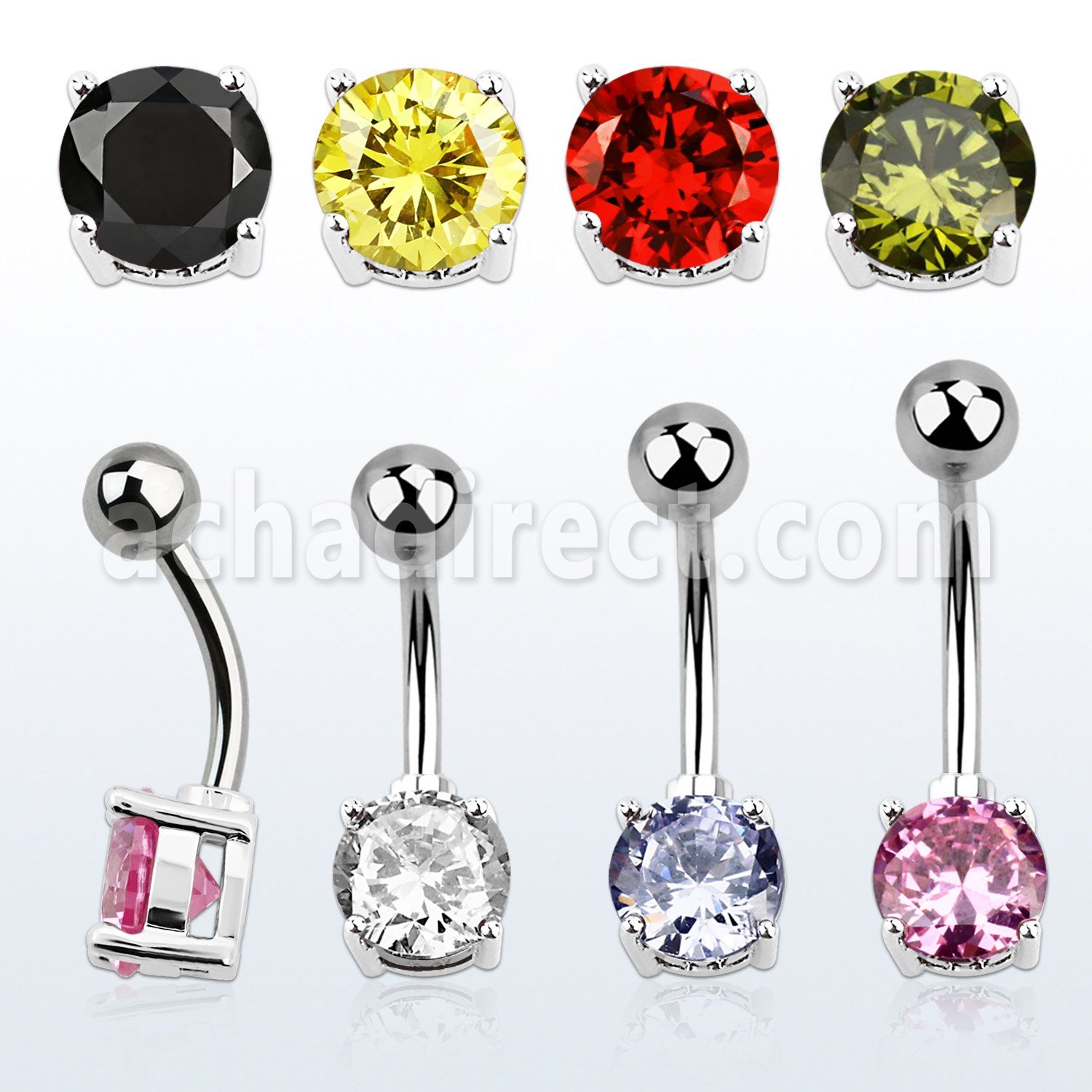 bnrdz steel belly banana w an 7mm prong set round cz stone