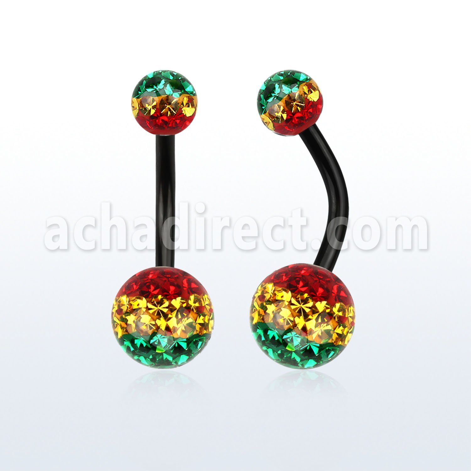 bnt2frgr anodized 316l steel belly banana w rasta ferido ball