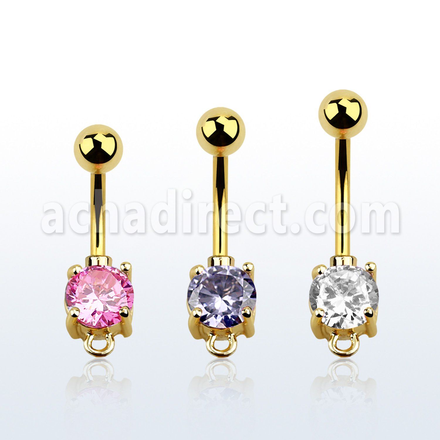 bntczh gold anodized steel belly banana w cz stone w hoop