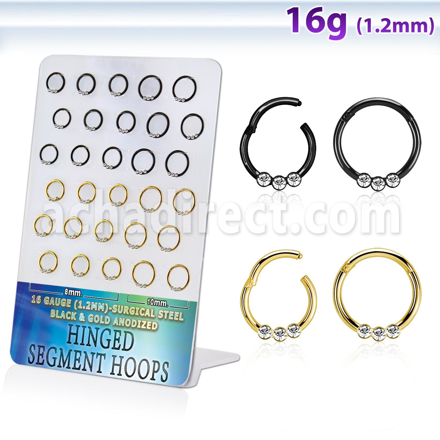 board anodized steel hinged segment ring w small crystal