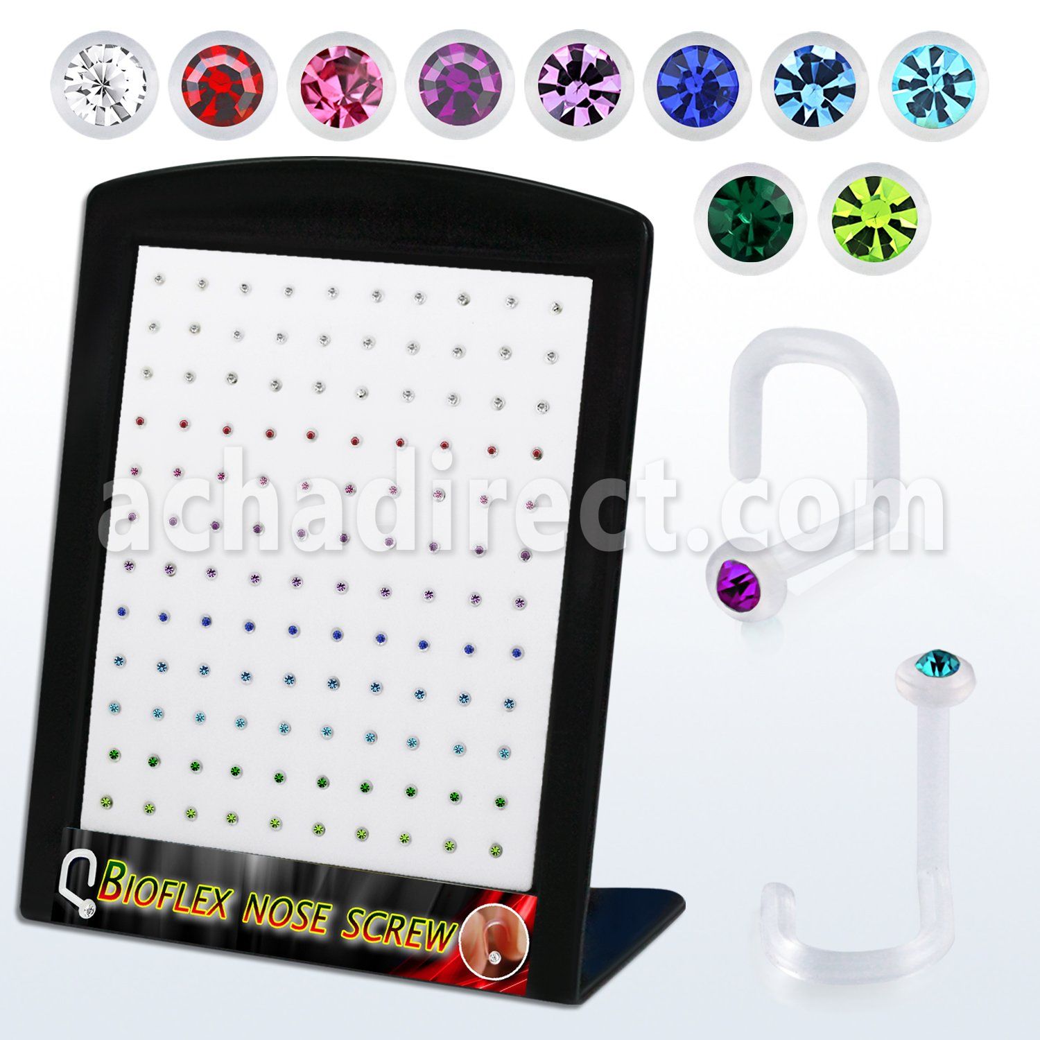 brbiswm box w 40 pcs of bio flex nose screws w 1 5mm crystals