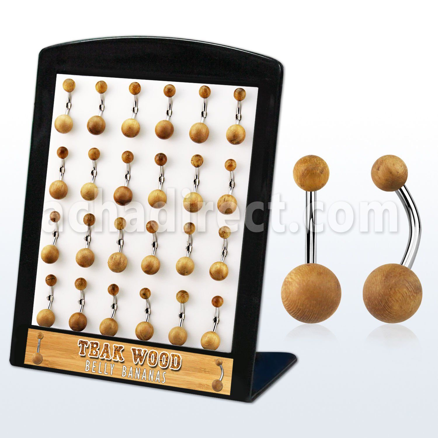 brbngte display w 24 pcs organic belly bananas w teak wood balls