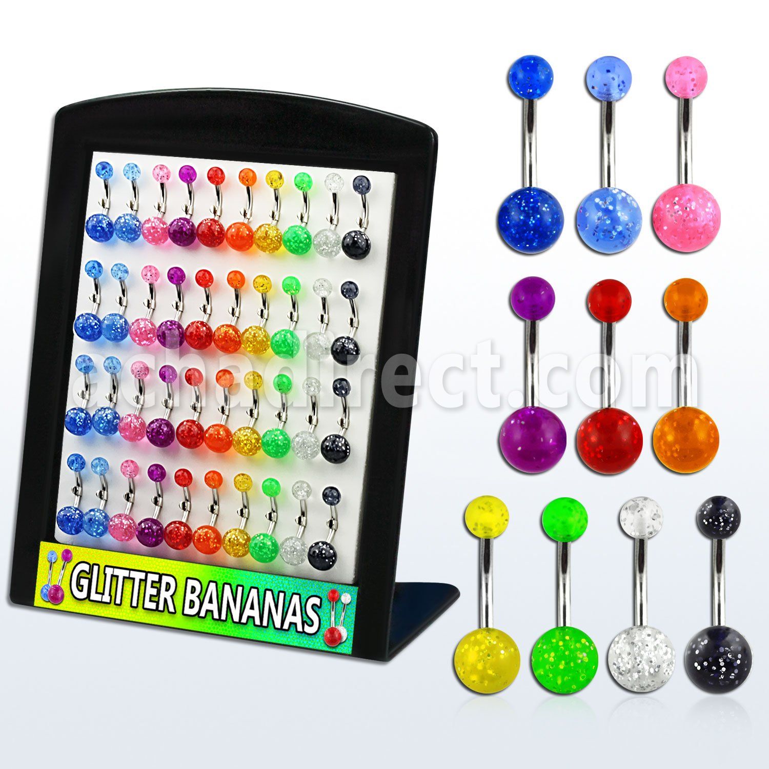 brmix19 316l steel belly banana with 5 8mm glitter ball