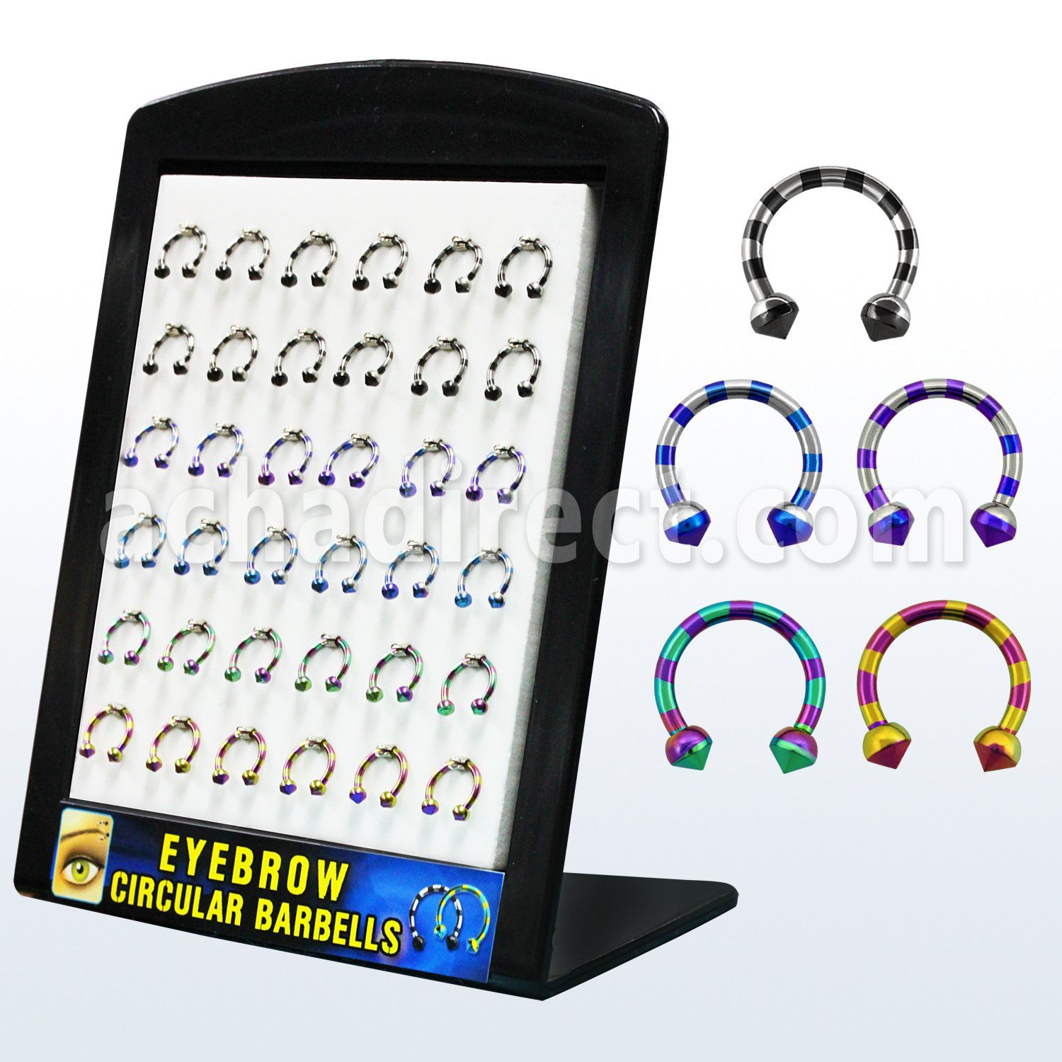brmix23 pvd plate 316l eyebrow circular barbell w half cone ball