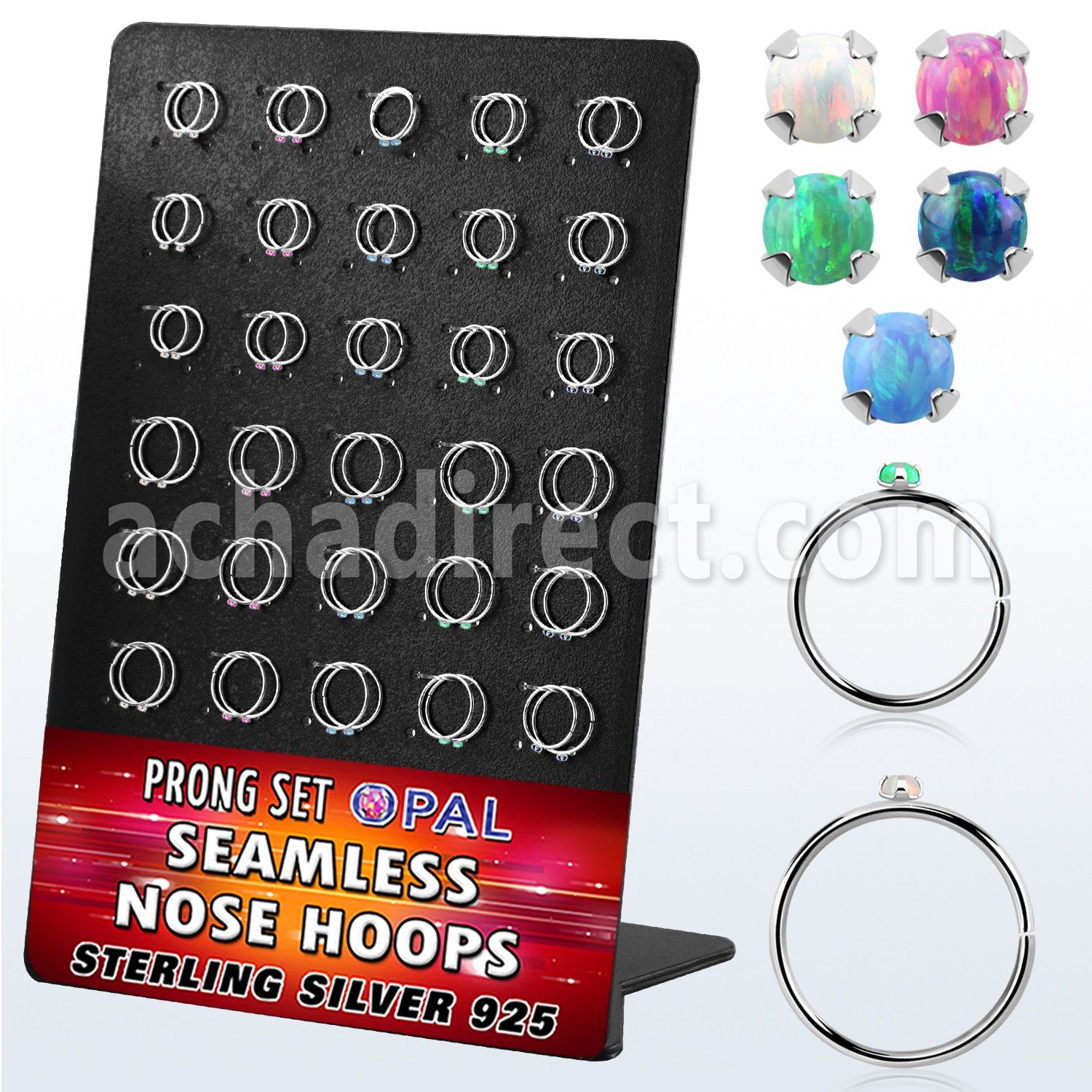 brnhm31 board 60 silver seamless nose hoop 1.5mm synthetic opal