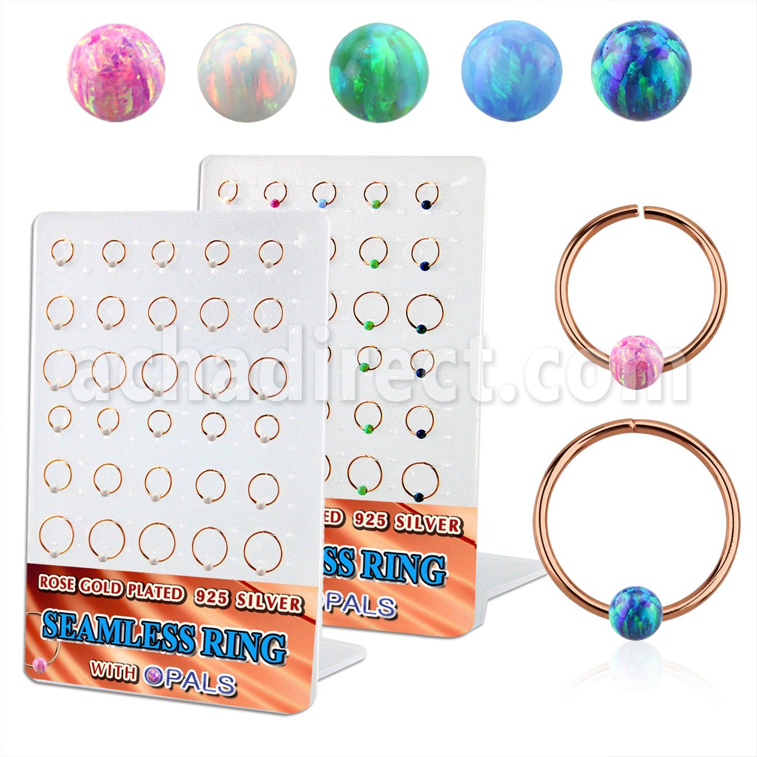 brnhm44 board w rose gold plated silver seamless ring w 3mm opal