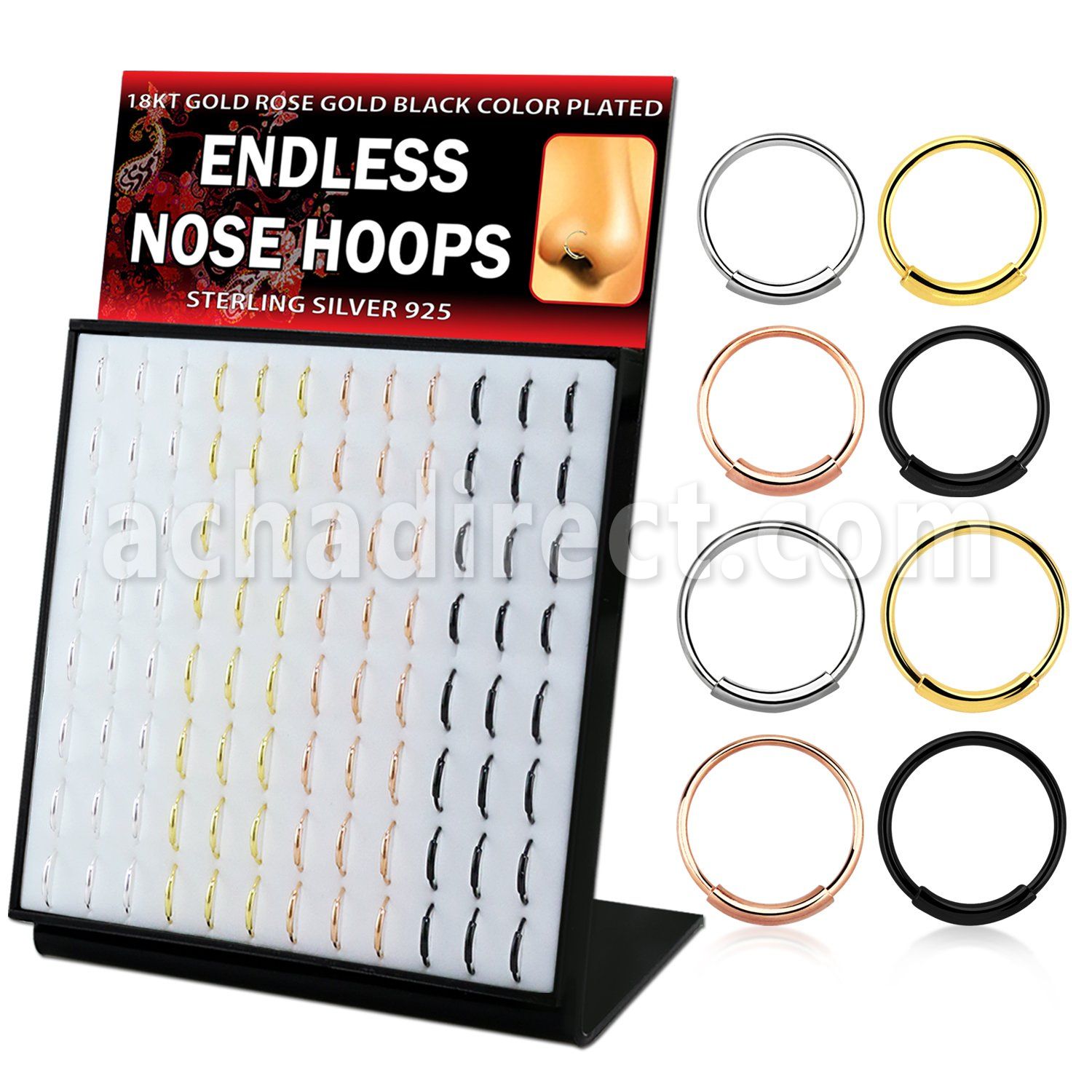 brnhmx63 18k gold rosegold black plated silver nose hoops 96