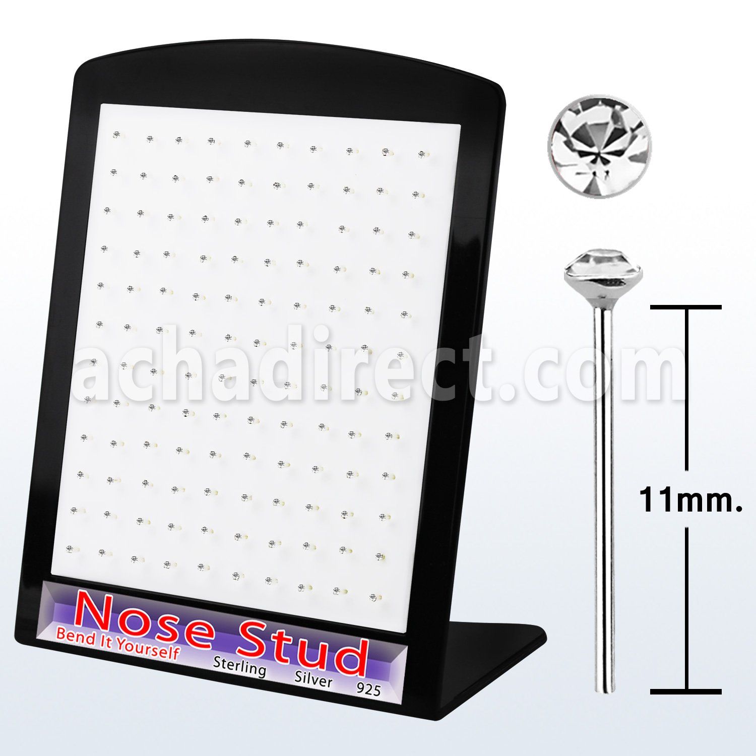 brnyc display w bend it yourself  nose studs w 1.5mm crystal