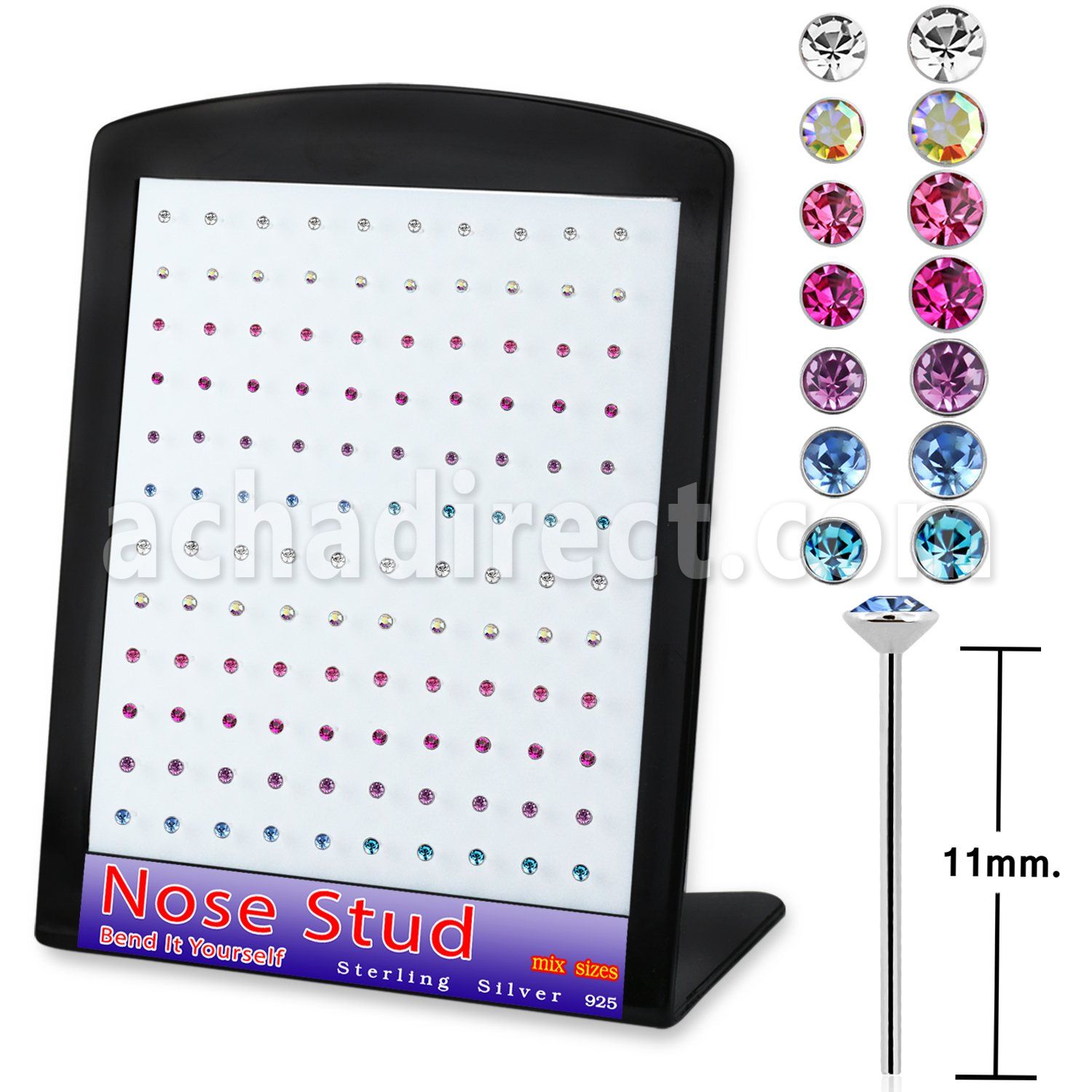 brnymm10 925 sterling silver nose studs round crystal tops