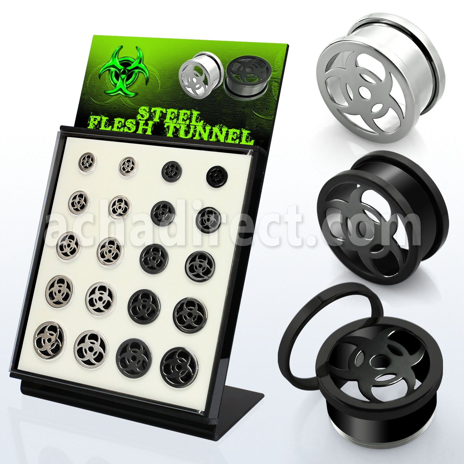brpg145a board w polished steel screwfit tunnel w biohazard