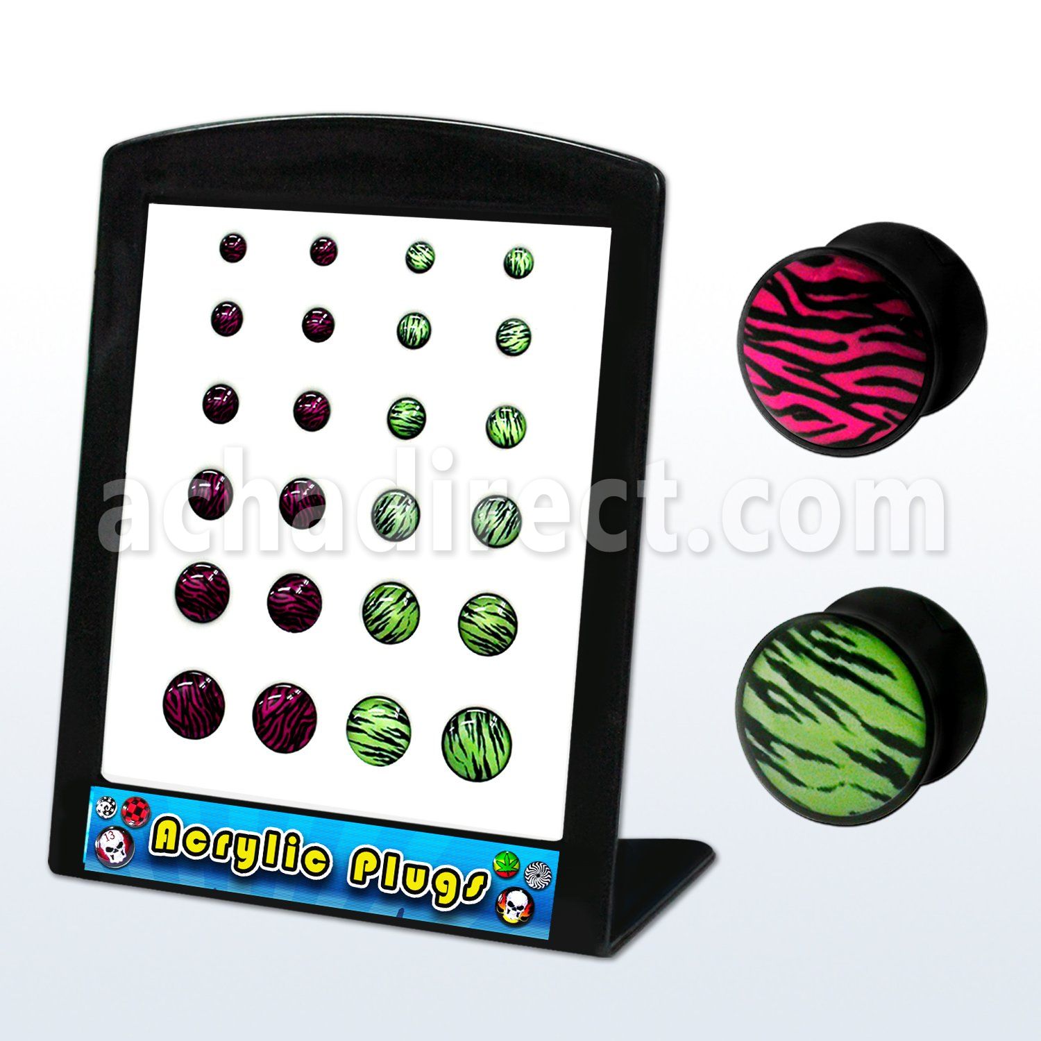 brpg52 board of acrylic double flared plug with zebra stripes
