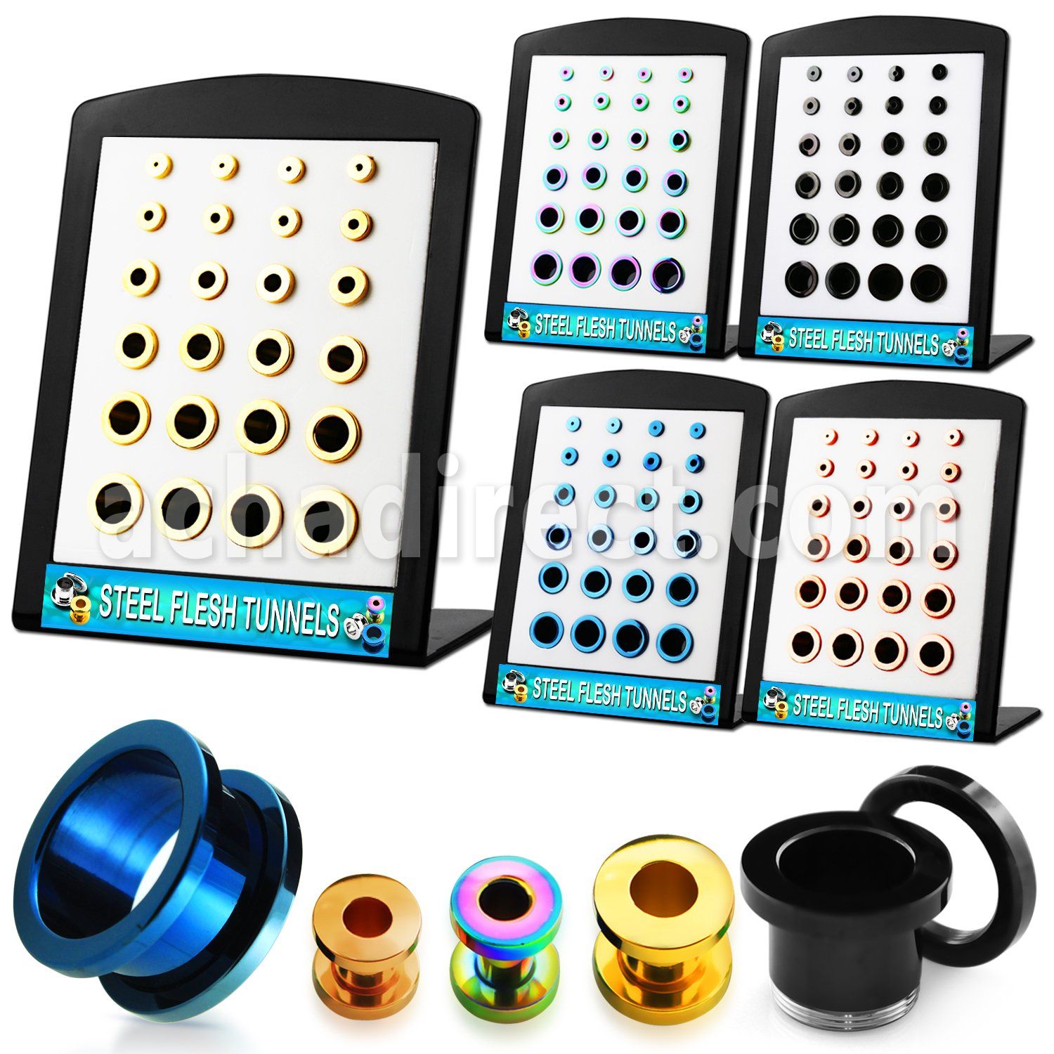 brpg6 board of pvd plated 316l steel scewfit flesh tunnel