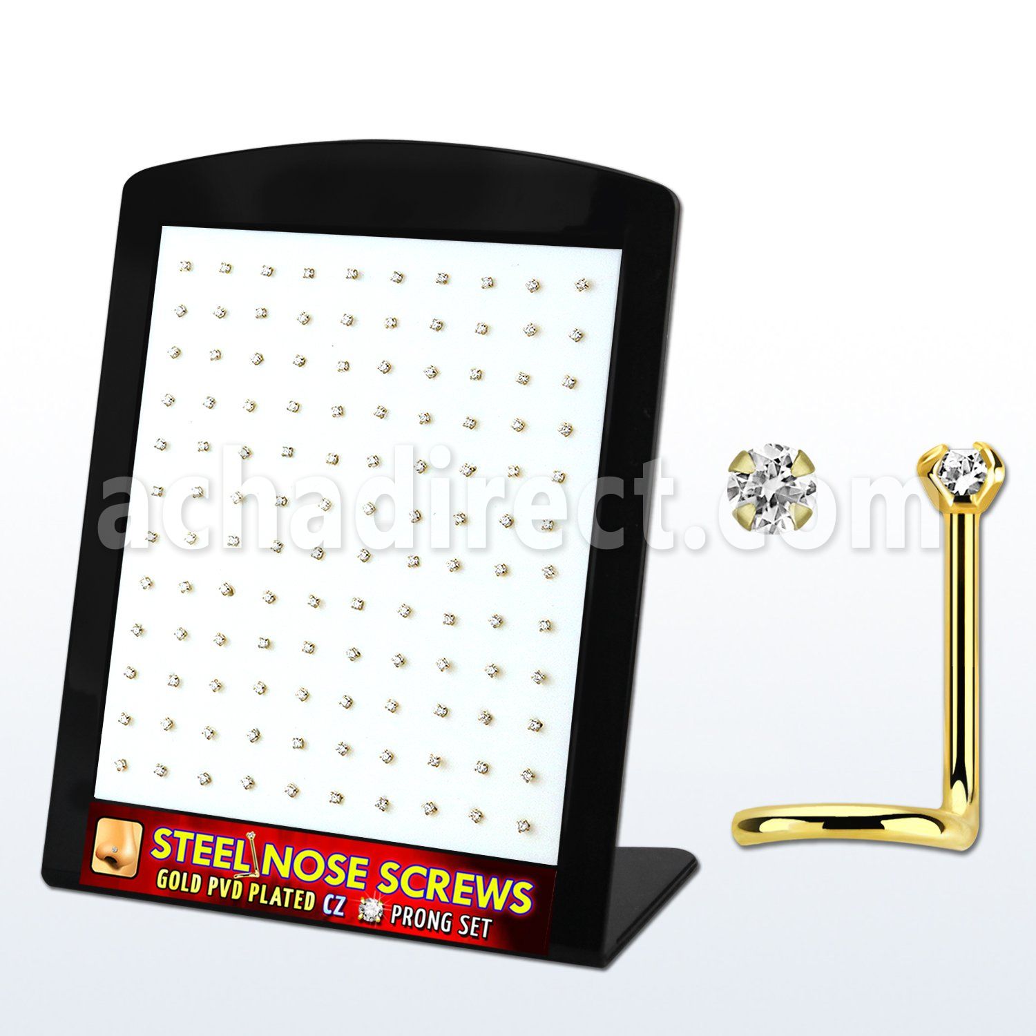 brs127 display w gold plated steel nose screws w 2mm clear czs