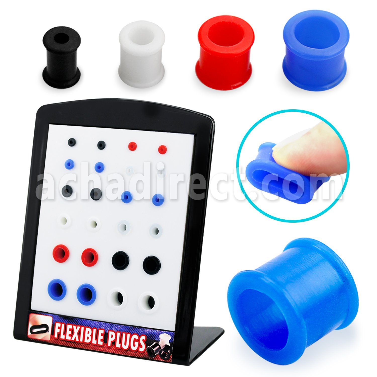 brsi display with 24 pcs of 3 10mm silicon flesh tunnels