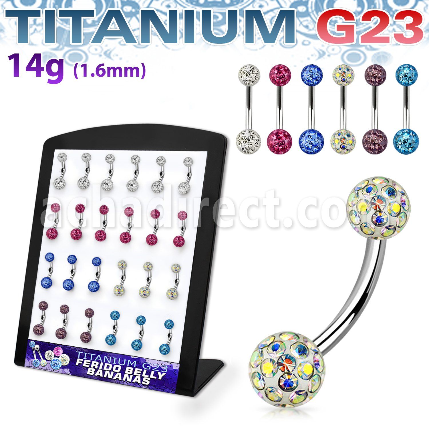 brubn5 titanium g23 belly banana w resined ferido crystal ball