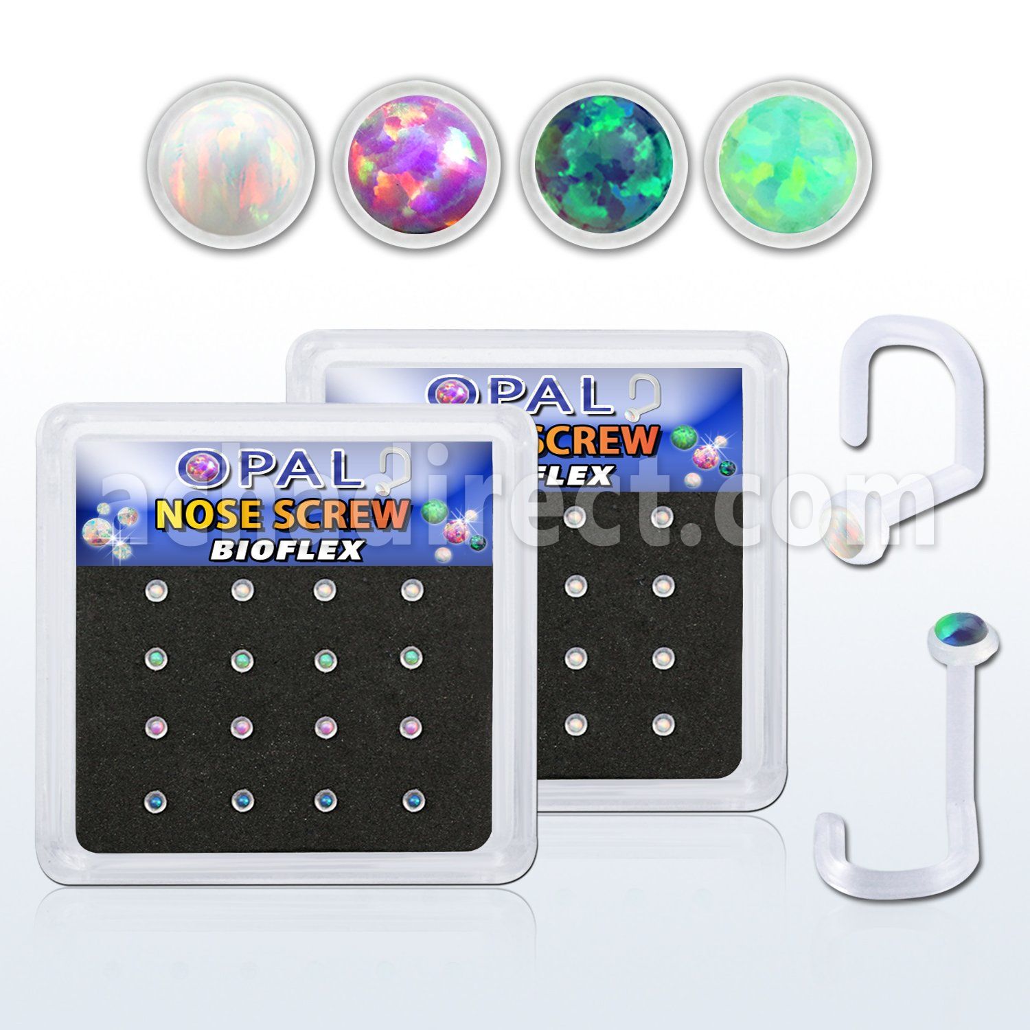 bxbinswo box w bio flex nose screws w 1.5mm synthetic opal tops