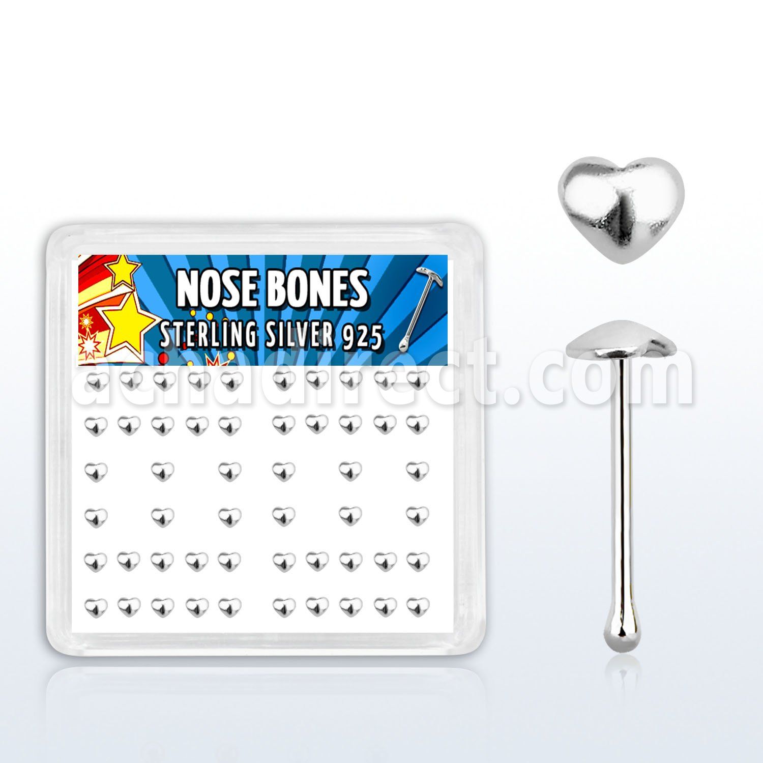 bxvhr box w silver nose bones with plain heart shaped tops