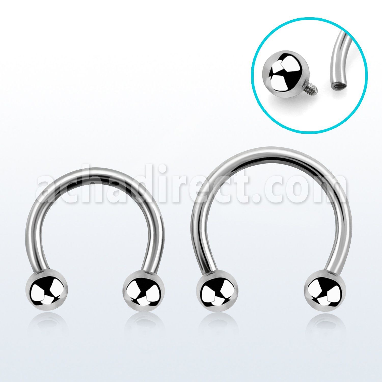 cbebin 316l steel circular barbell with threaded 3mm ball