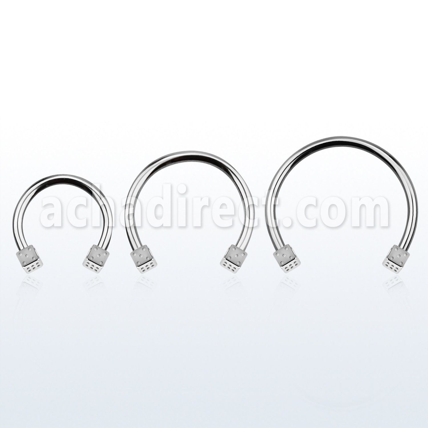 cbedi4l xxl 316l steel circular barbell, 16g w two 4mm dices