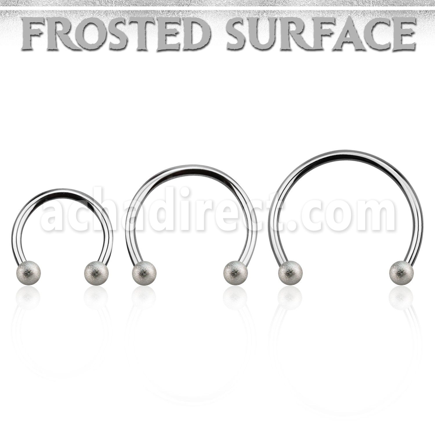 cbefo3l xxl steel circular barbell,16g w 3mm frosted steel balls