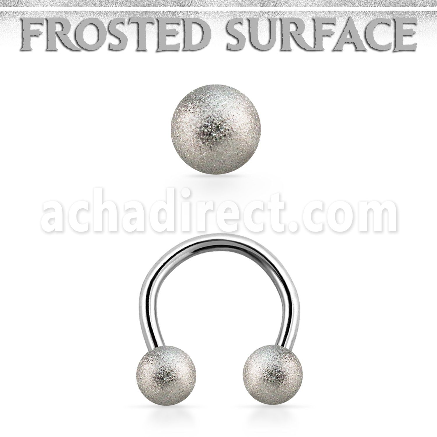 cbefo5 teel circular barbell w two 5mm frosted steel balls