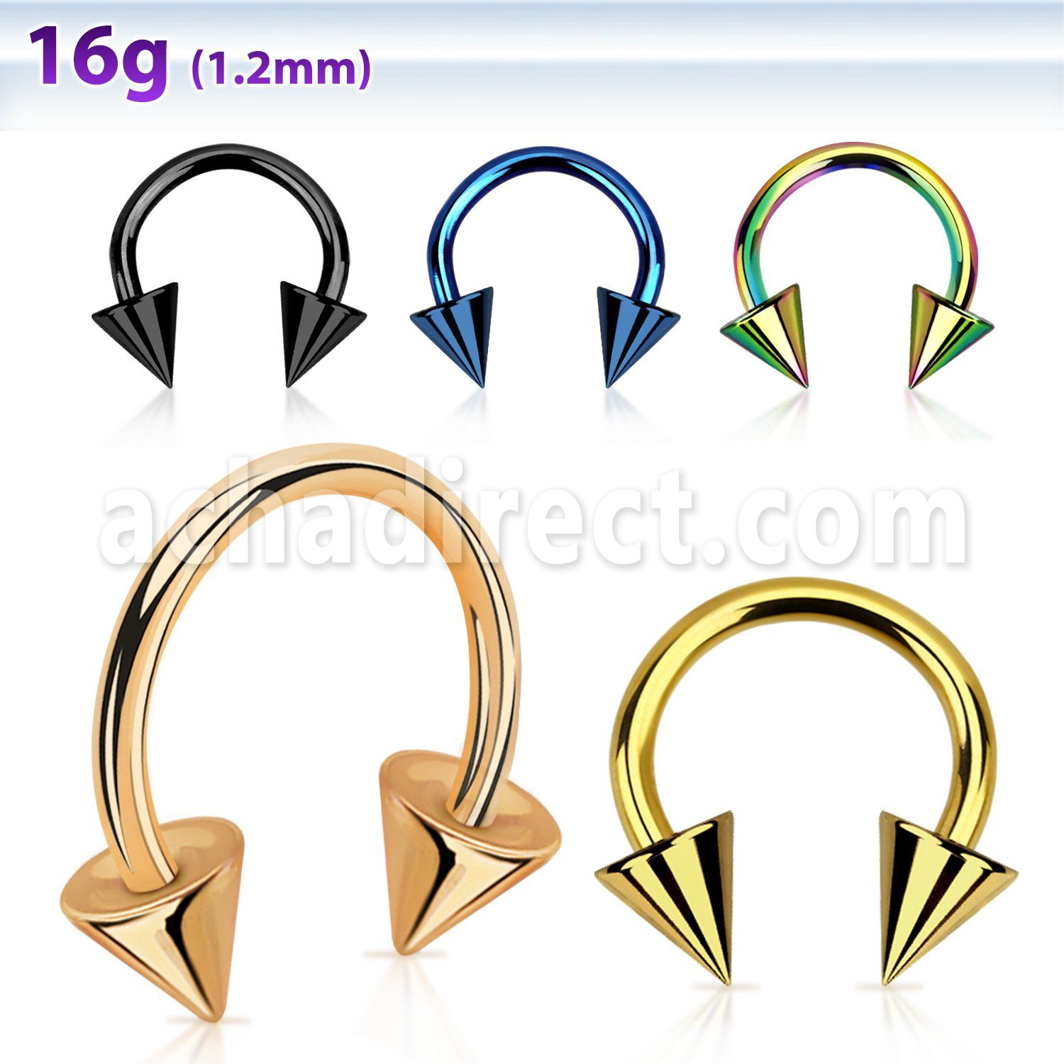 cbetcn5 anodized 316l steel circular barbell with two 5mm cones