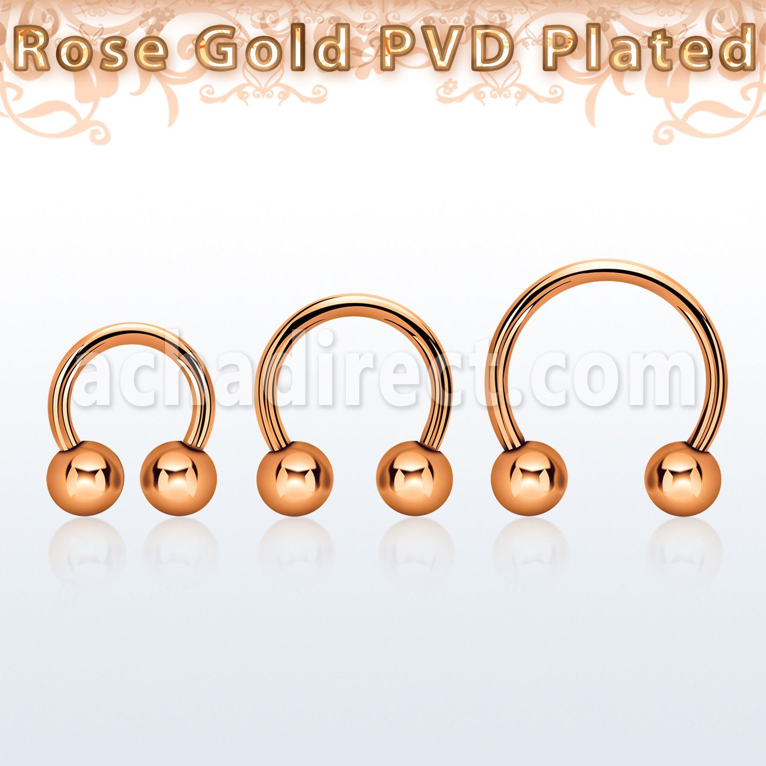 cbettb4 rose gold steel circular barbell w 2 4mm balls