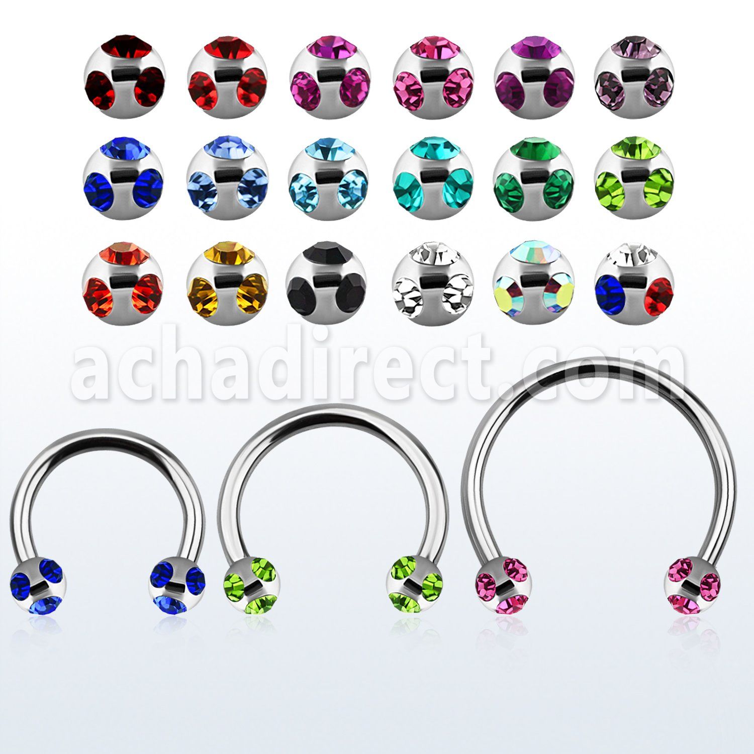 cbmmj5l xxl steel cbr, 14g w 5mm steel multi jewel balls