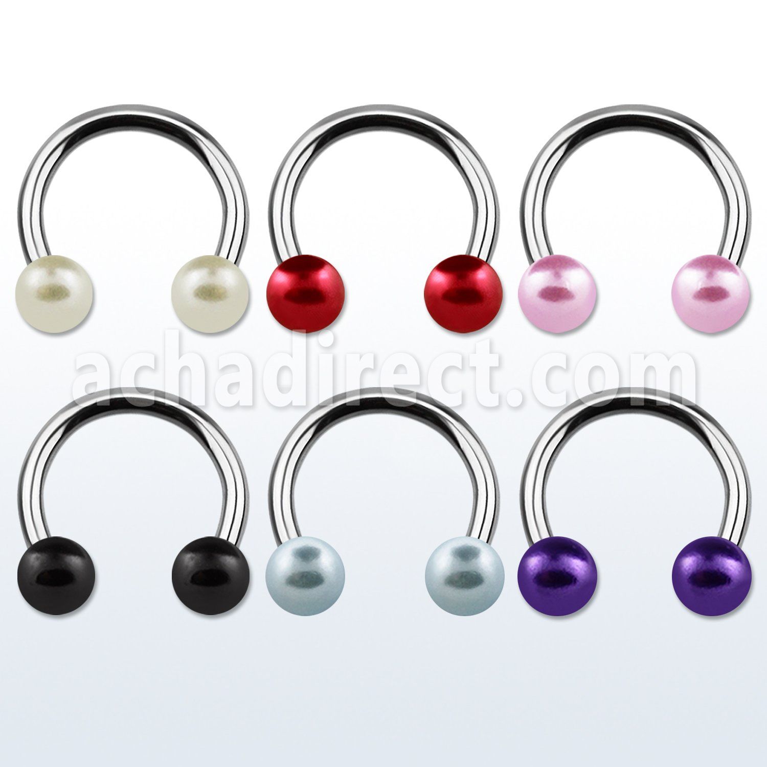 cbpr 316l steel circular barbell with 5mm faux pearl balls
