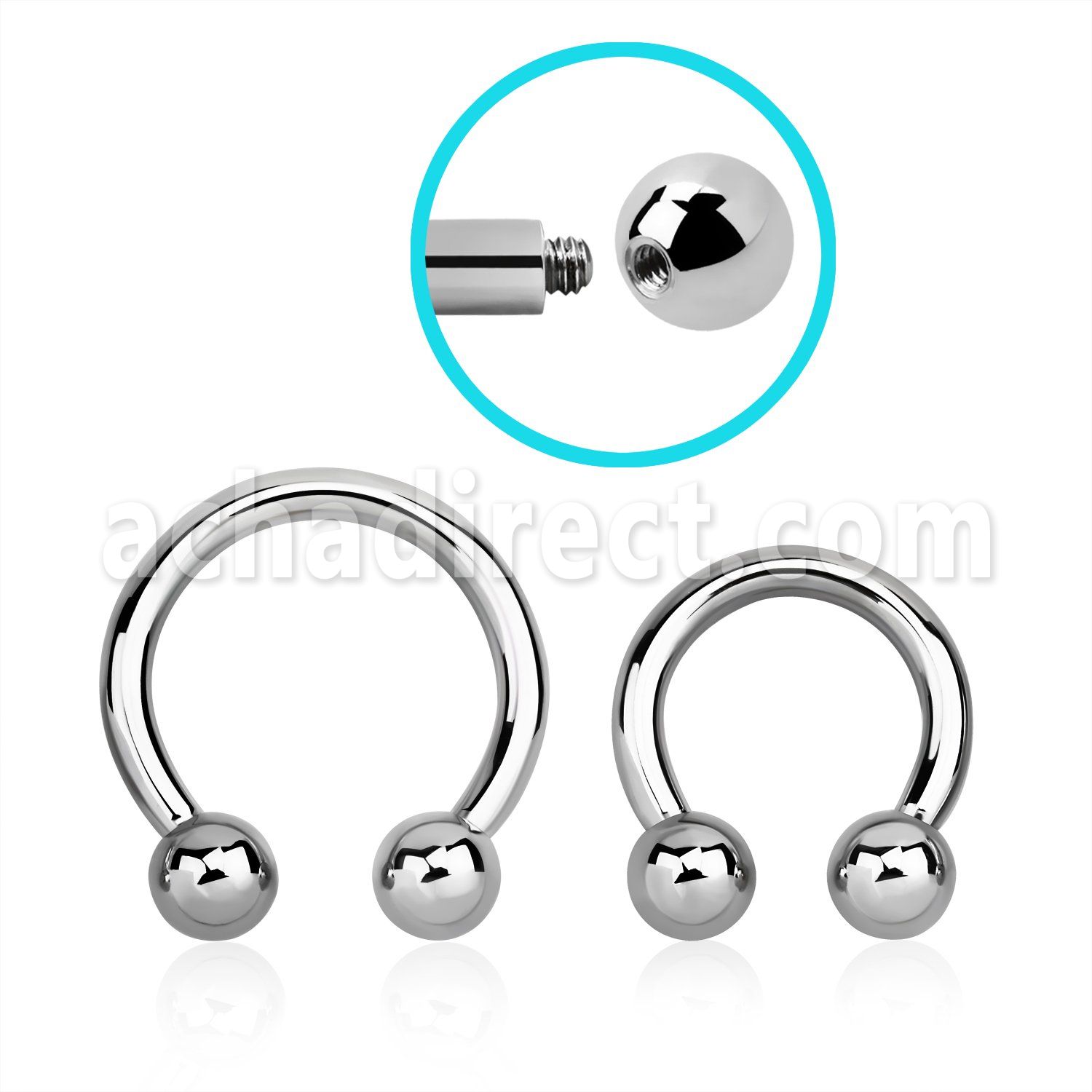 cbr10x 316l steel 2.5mm circular barbell with external 6mm ball