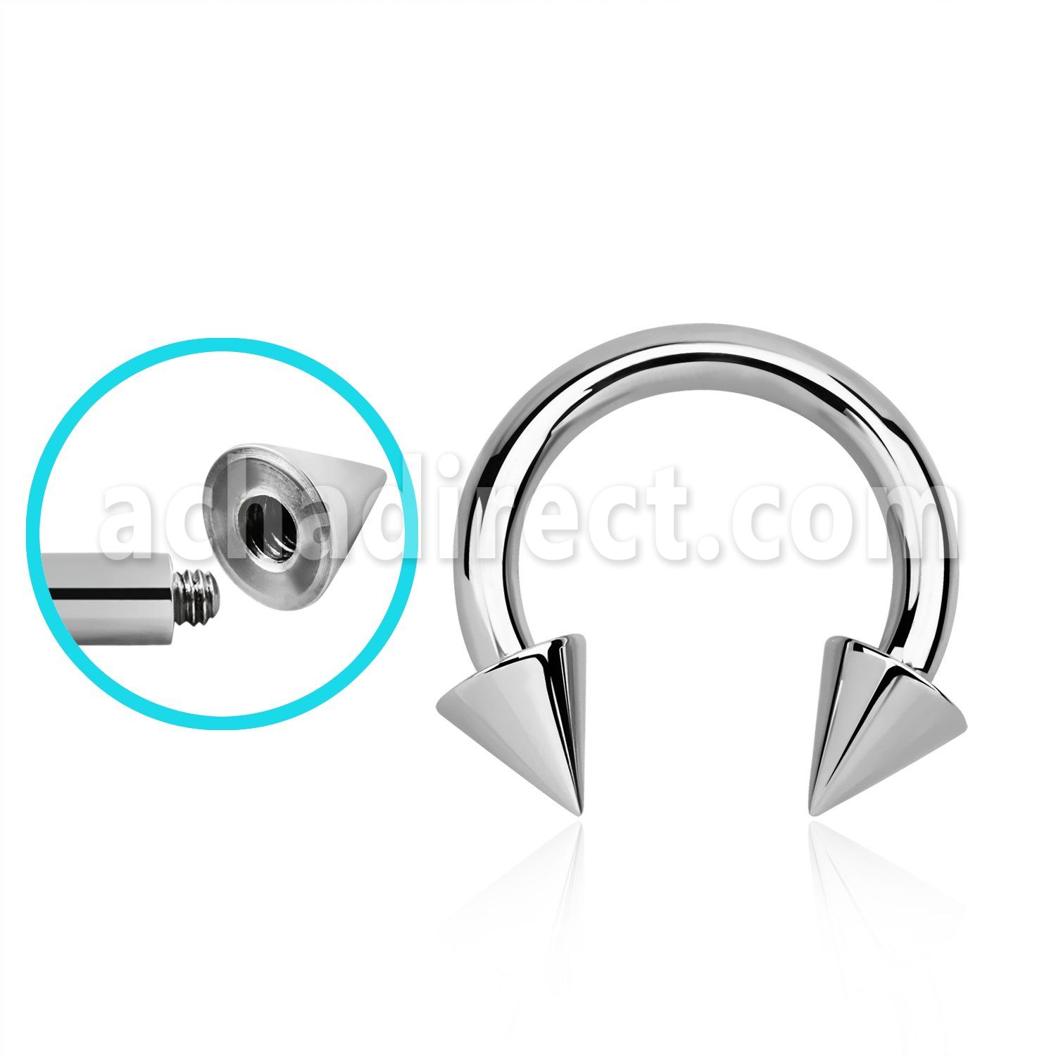 cbrcn10x 316l steel 2.5mm circular barbell with external 6mm cone