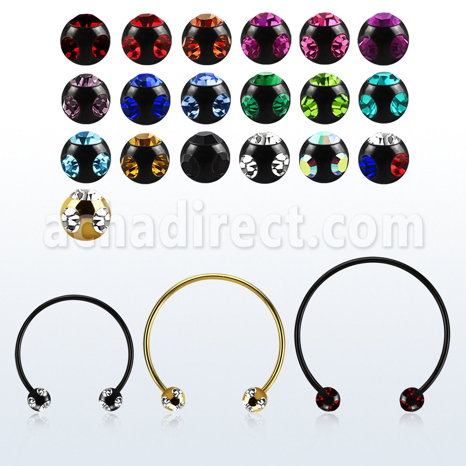 cbstmj4l xxl anodized steel cbr, 16g w 4mm multi jewel balls