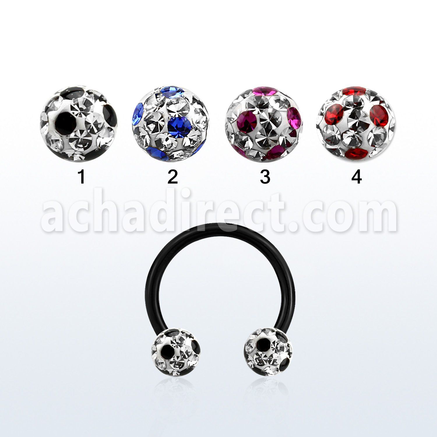 cbtfr5a anodized 316l circular barbell w dotted crystal ball
