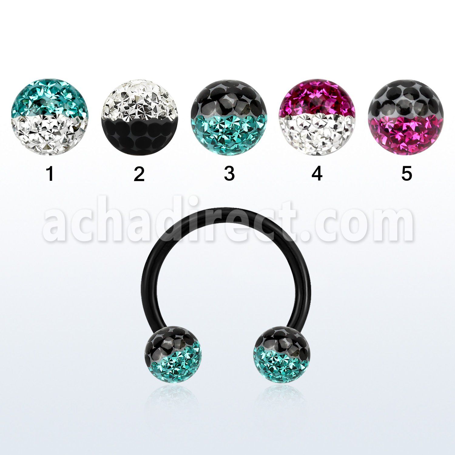 cbtfr6e anodized 316l circular barbell w 2 color crystal ball