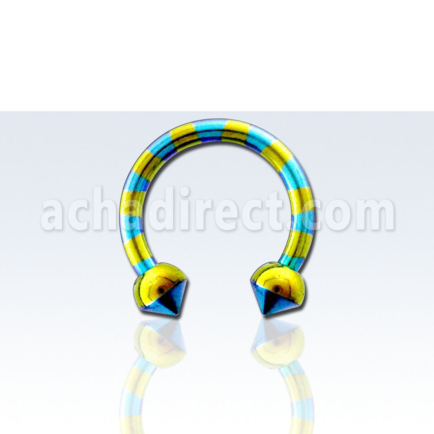 cbtl16 zebra striped pvd 316l steel barbell w half ball cone