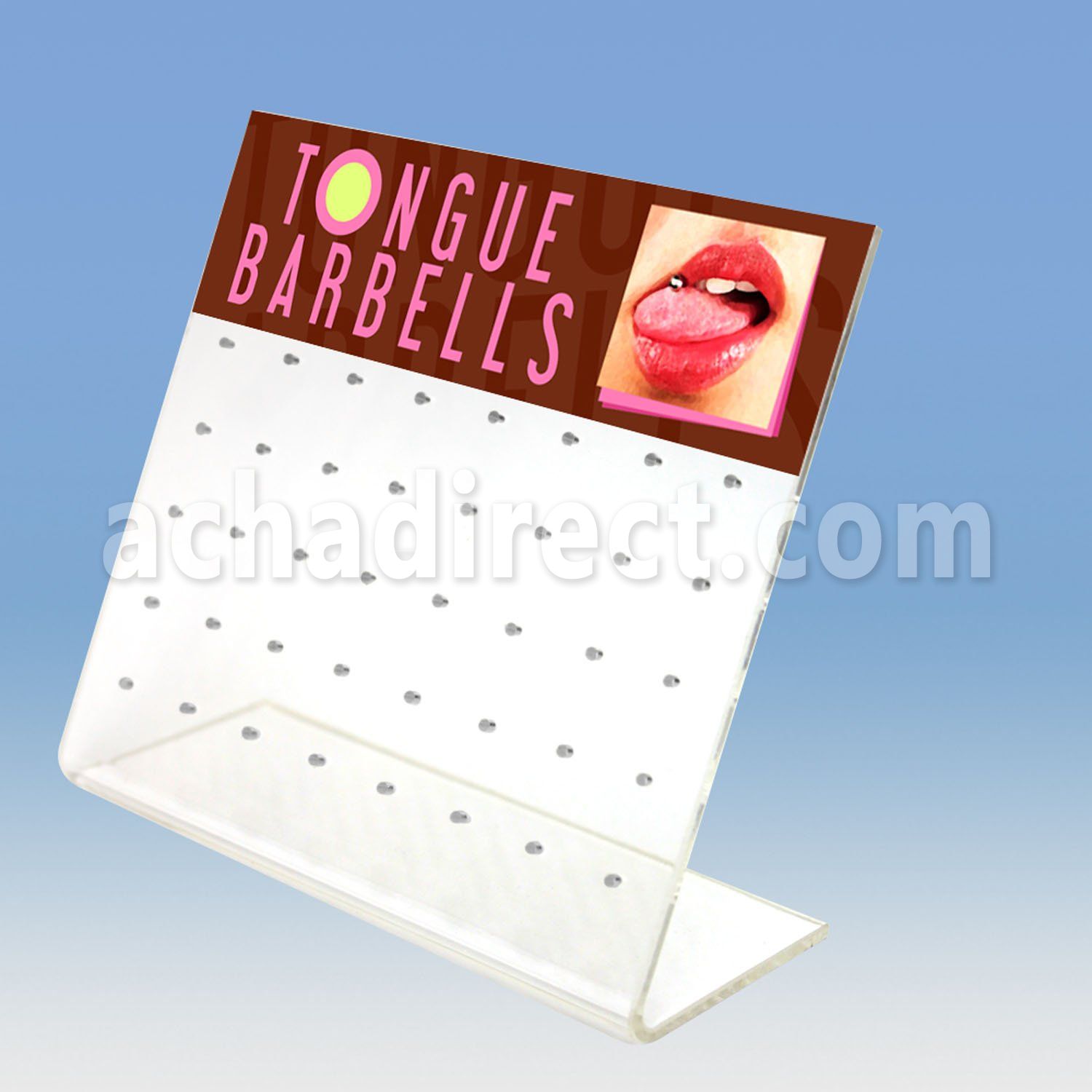 dac40 empty display of tongue piercing with 40 holes