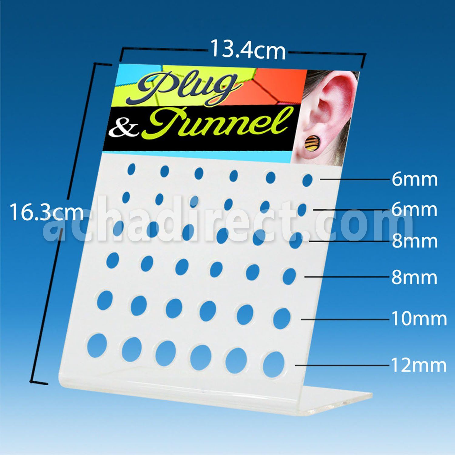 dac59 empty display w holes for screw fit flared plug tunnel