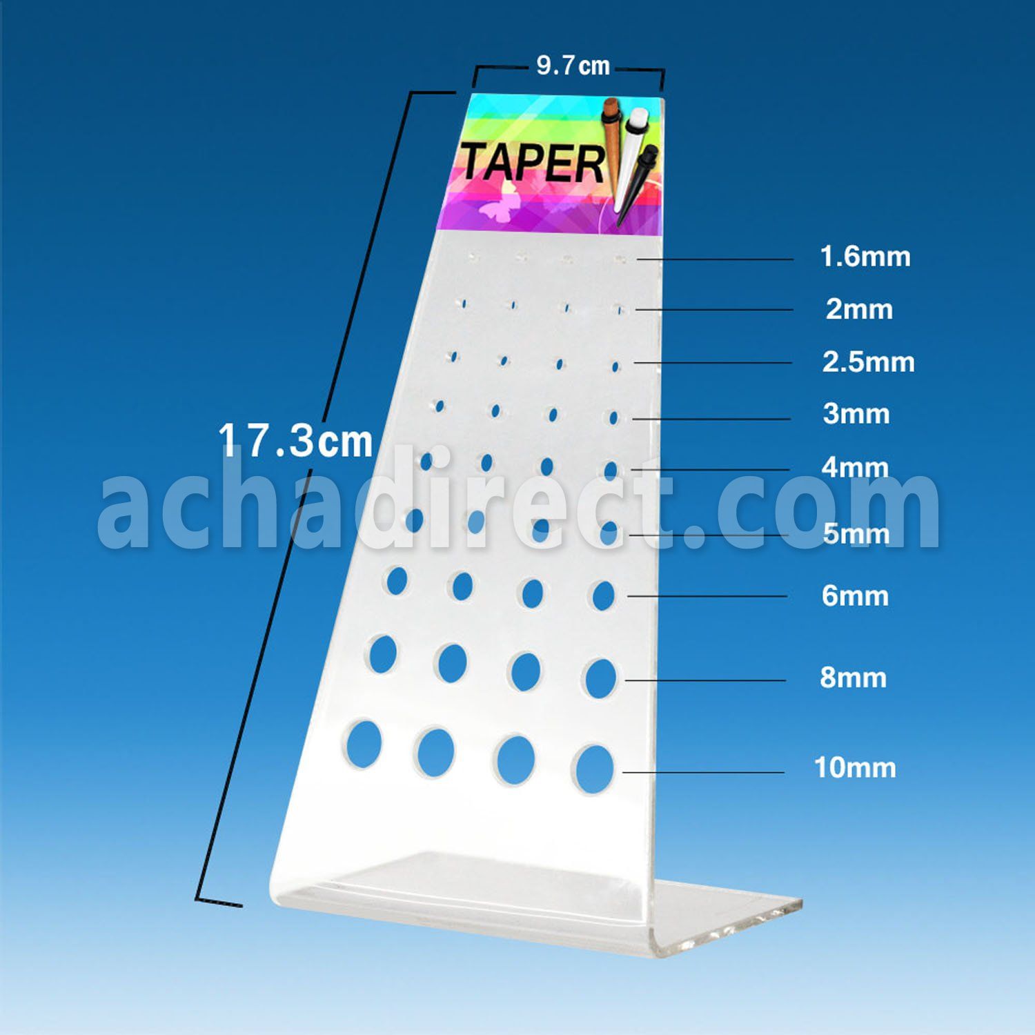 dac71 acrylic empty triangular display for tapers with holes