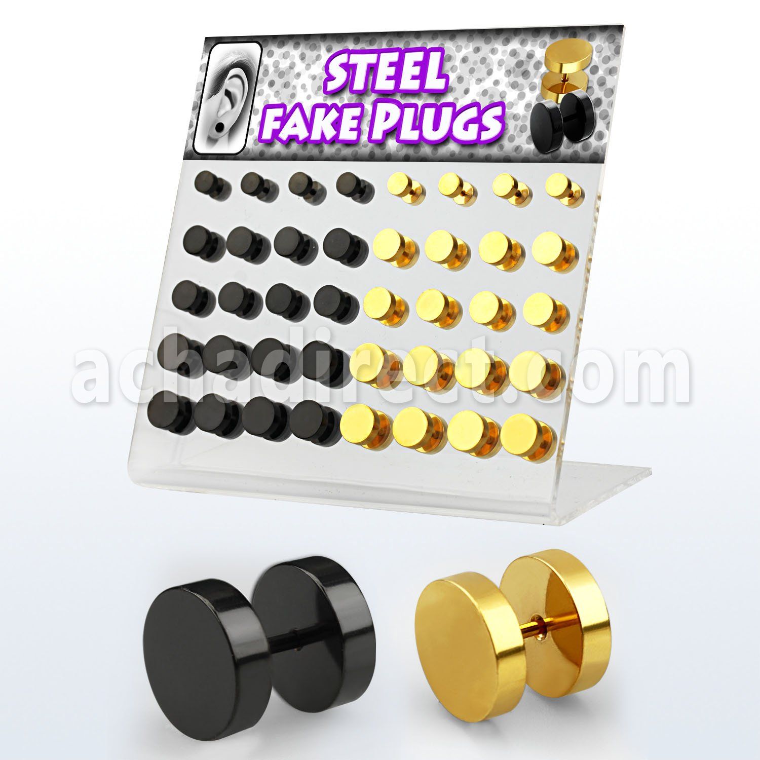 dacb104 board of black gold anodized steel fake plugs