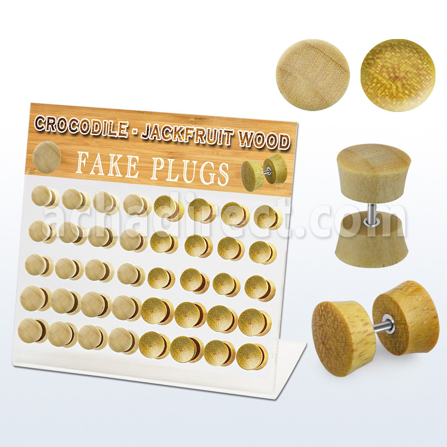 dacb178 display w 40 pcs of crocodile jackfruit wood fake plug