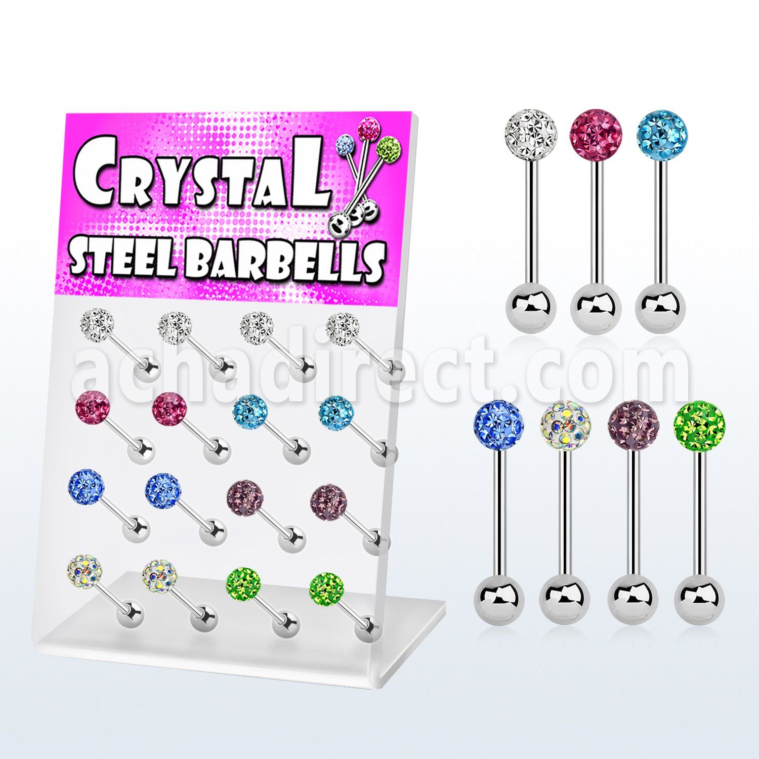 dacb38 board of 316l barbell with ferido crystal steel ball