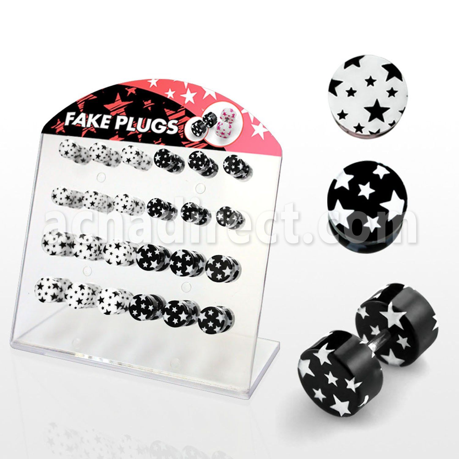 dacb76a board of acrylic illusion fake plug with b w multi star