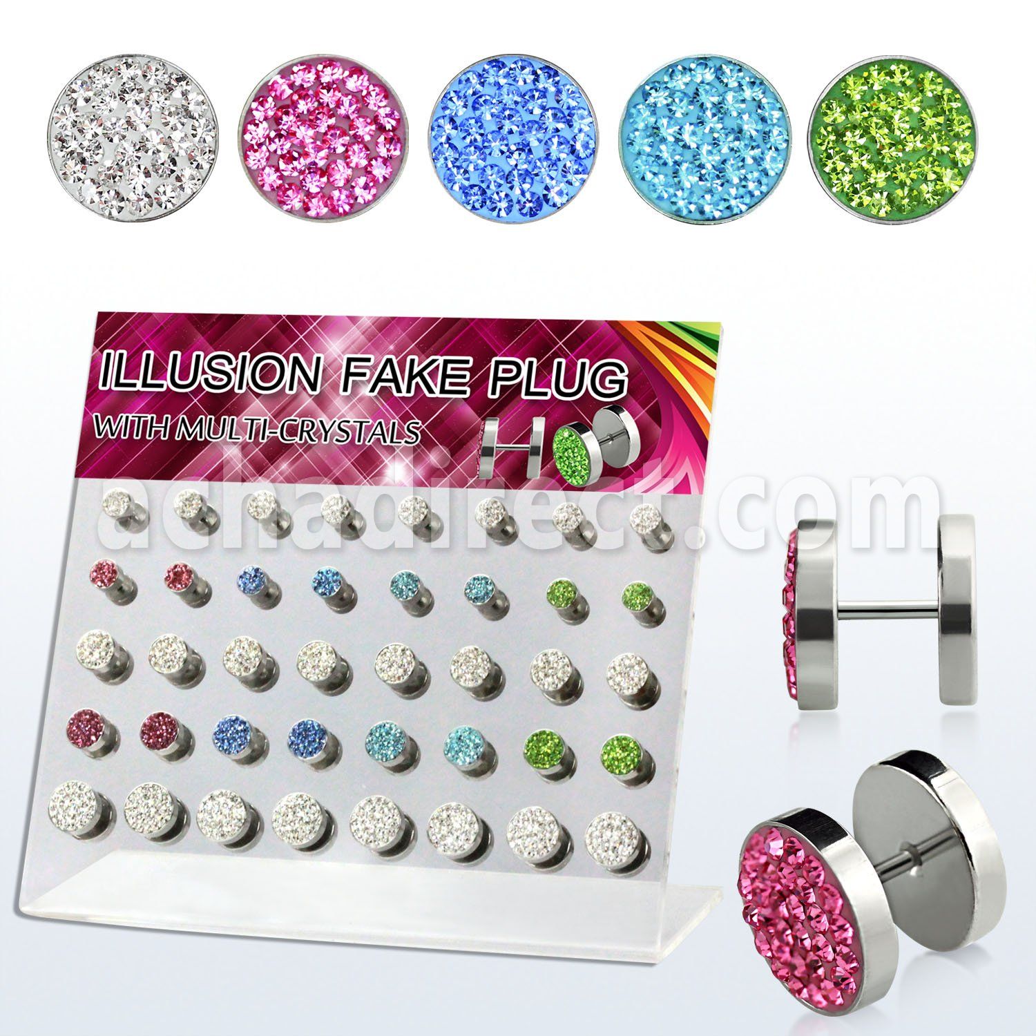 dacb82 board of 6 10mm ball 316l fake plug w flat back