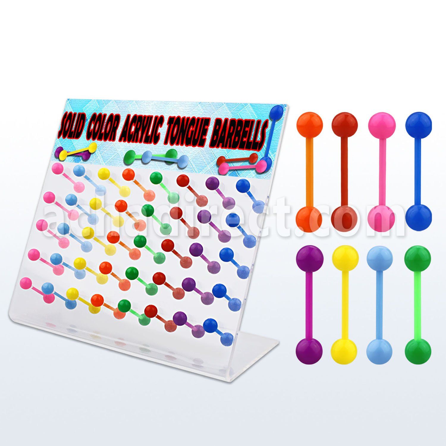 dacb99 board of flex acrylic tongue barbell with colored ball