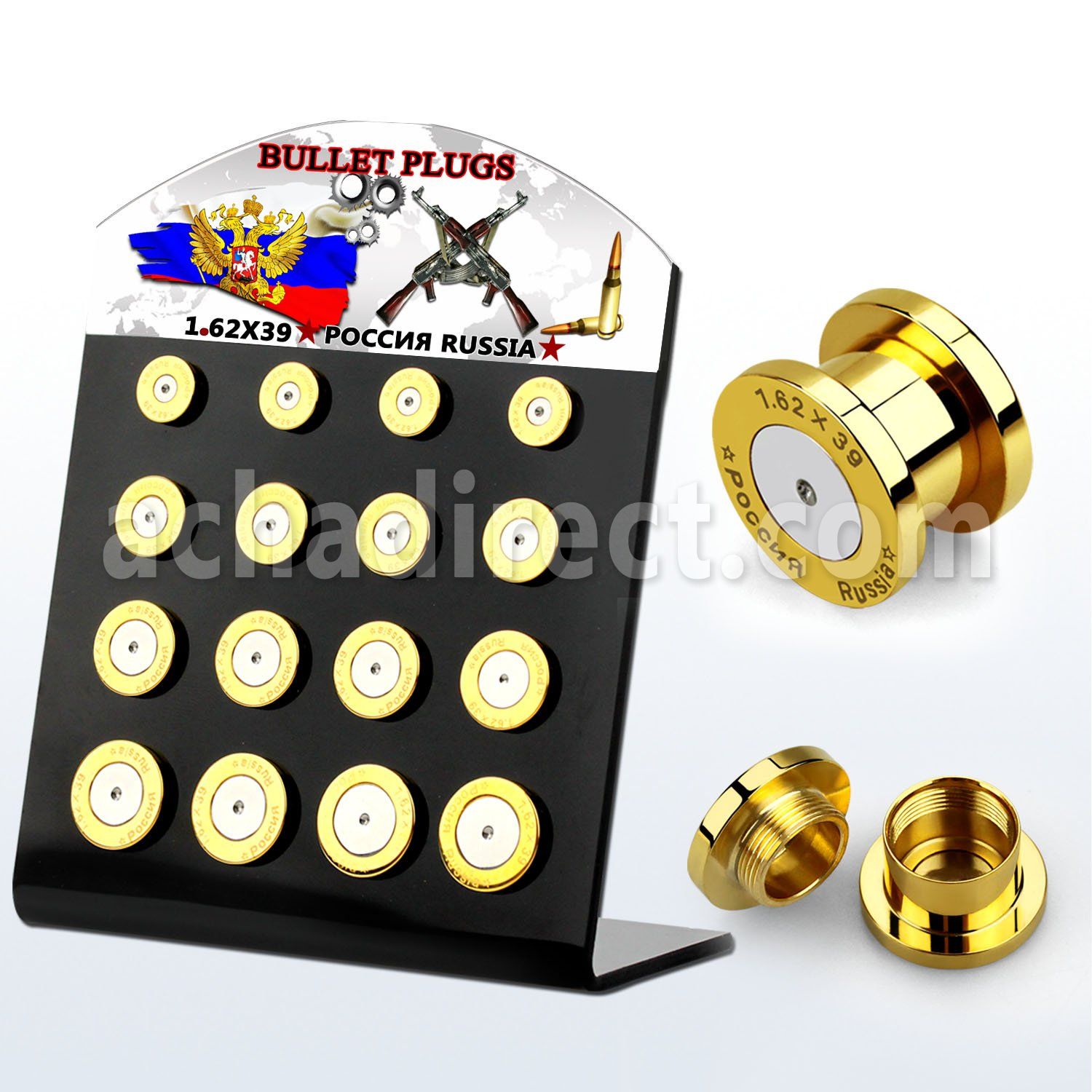 dapg100r 316l steel bullet plugs w center russian engraving