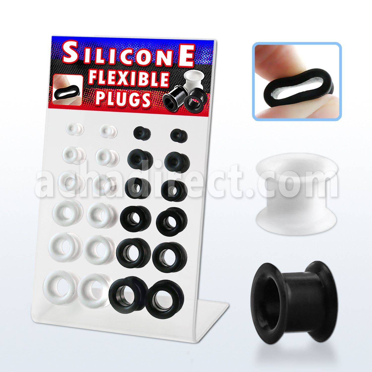 dapg14 board of black white silicone flesh tunnels