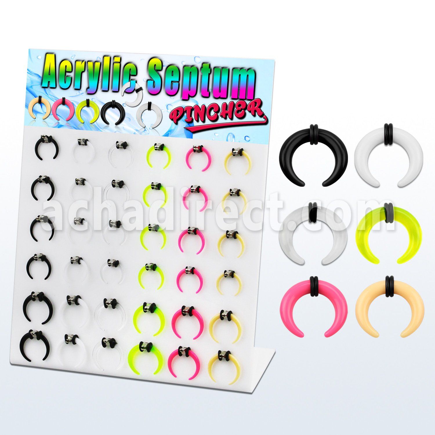 dapg179 display w acrylic septum pinchers w rubber o rings