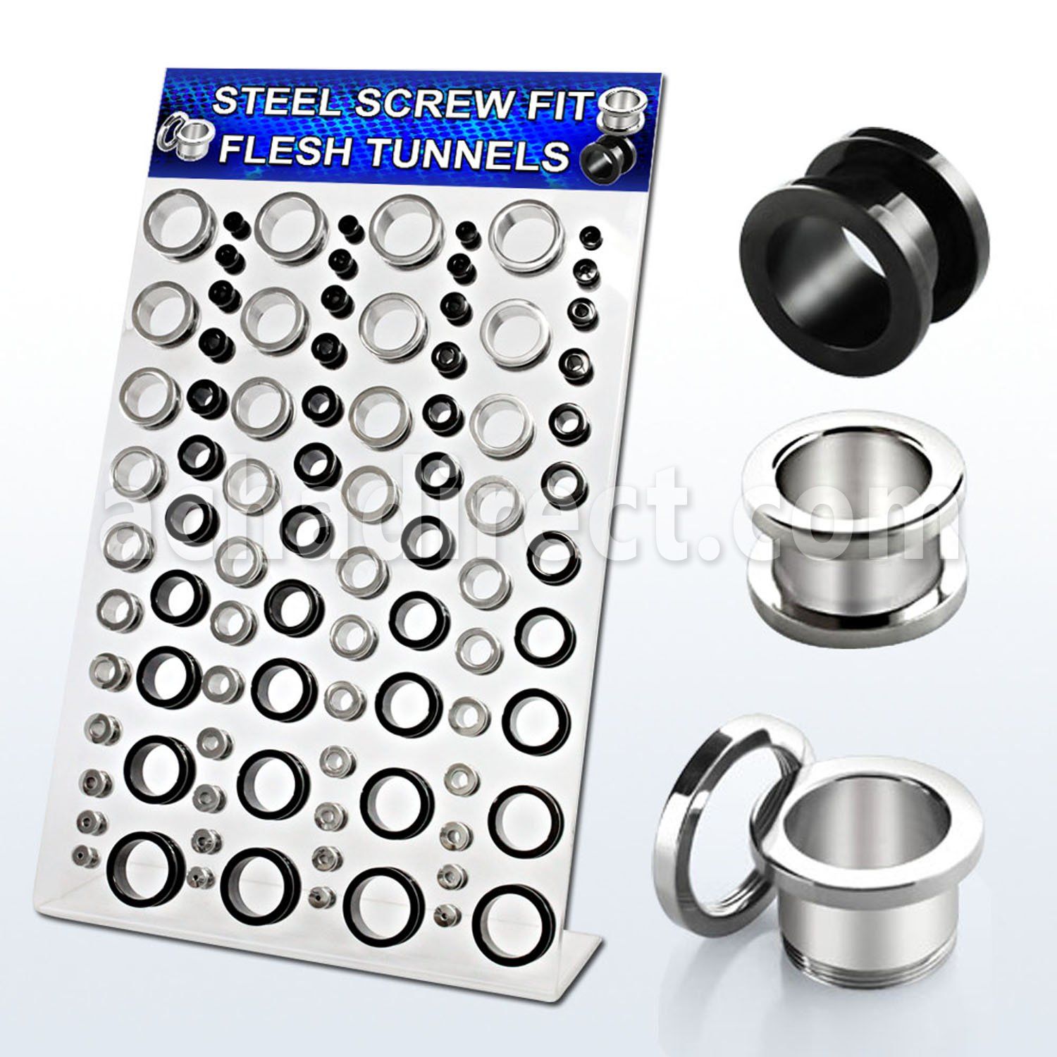 dapg52 board of pvd high polished 316l screw fit flesh tunnel