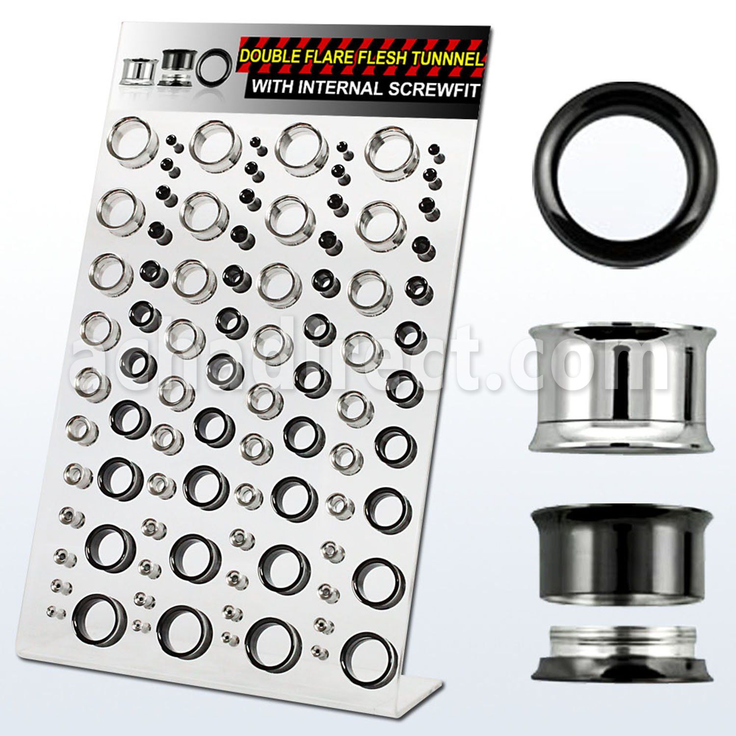 dapg55 board of polished pvd 316l steel screwfit flesh tunnel